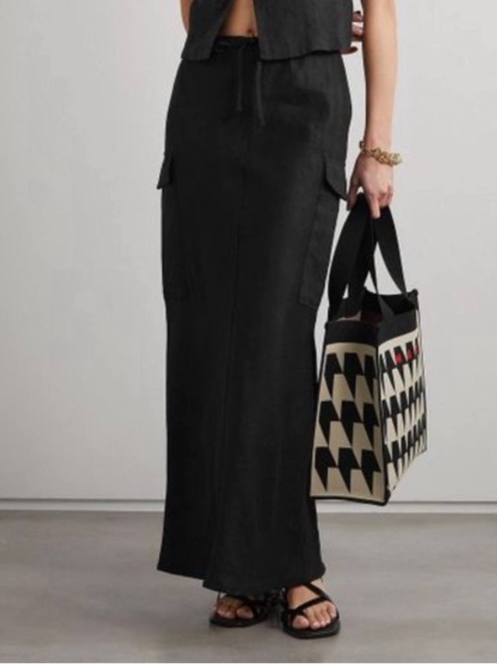 Faithfull The Brand Black Katala Linen Maxi Skirt Medium (NWOT)